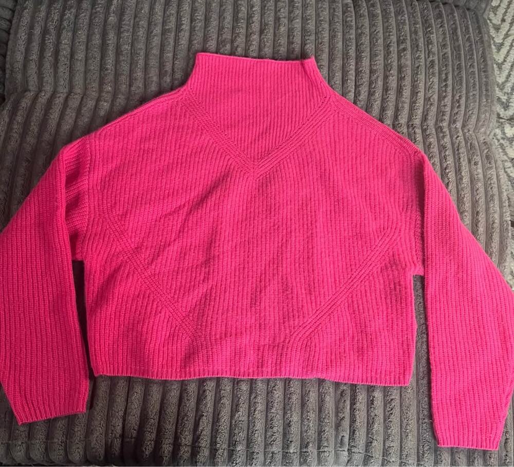 Anthropologie The Cashmere Collection Pink Mock Neck Cropped Sweater Size XS